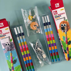 Puzzle Pencil With Lego Topper - Set Of 3