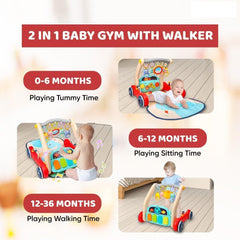 2-in-1 Musical Baby Activity Walker with Convertible Play Gym
