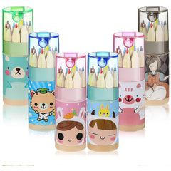 Wooden Color Pencils Set of 12, Drawing Pencil with Sharpener