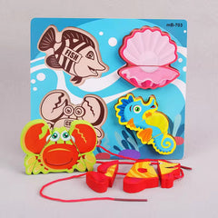 Montessori 3D Wooden Jigsaw Puzzles with Rope