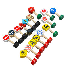 16 Pieces Wooden Traffic Road Signs Educational Toys Kids Pretend Play Toys