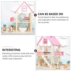 Wooden Doll House Pretend Play Furniture Miniature Toy Set