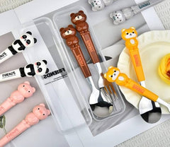 Cute Kids Spoon & Fork Set 🐻🐼🐷