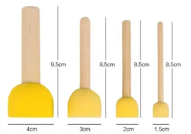 Kid Sponge Paint Brush Original Wooden Handle Painting
