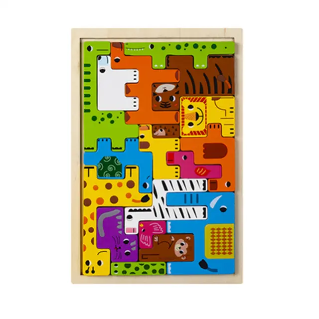 Wooden Animal Puzzle Tetris Brain Teaser