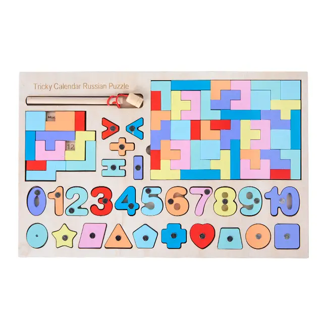 Educational Wooden Calendar - Time, Date, Days of The Week, Months and Seasons Learning Toys for Kids at Home, Preschool and Montessori Classroom