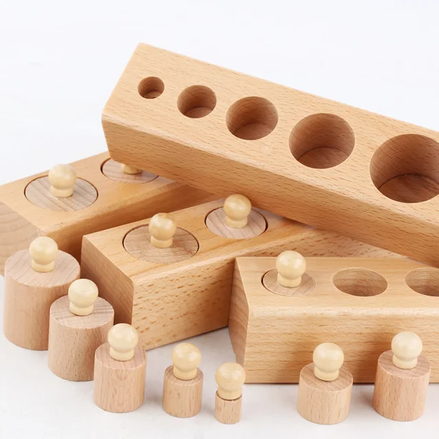 Montessori Wooden knob cylinder for Kids-wood