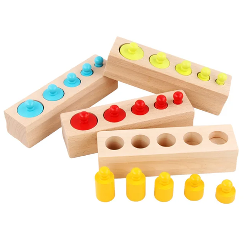 Montessori Wooden knob cylinder for Kids-Color