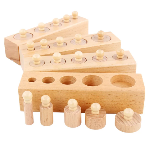 Montessori Wooden knob cylinder for Kids-wood