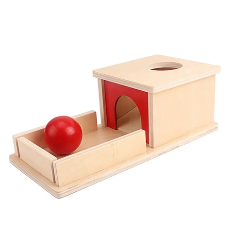 Object Permanence Box with Tray and 1 Balls Montessori Toys 6-12 Months Ball Drop Toy Box Wooden Baby Montessori Toys for Babies 6 to 12 Months Early Educational Montessori Toys