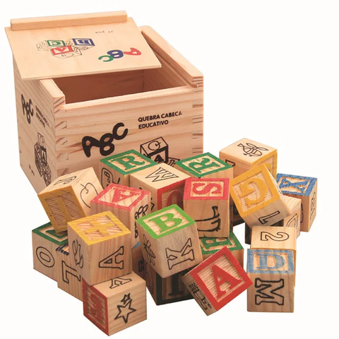 Box of 27pcs Wooden Letter & Number Cube Building Blocks Alphabet Learning Kids Spelling Toy Sorting & Stacking Puzzles'