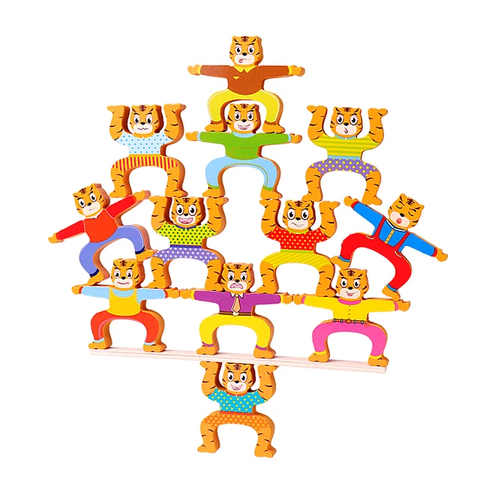 Wooden Tiger Balancing Stacking Block Games for Kids