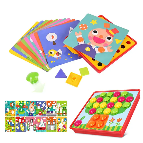 Button Art Toys Crafts for Toddler Activities Game Peg Board Preschool Toys for Kids