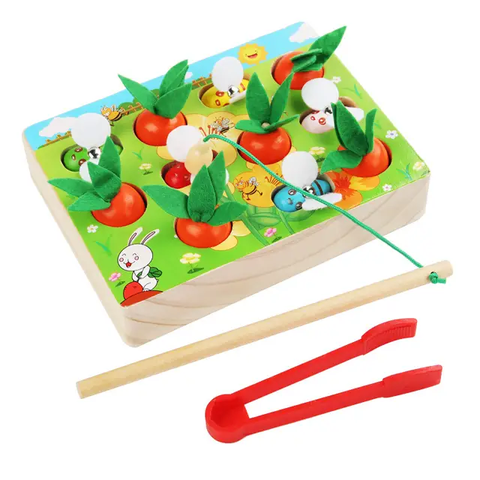 Fun Radish and Bee in 2 in 1 Insect catching Magnetic Activity for Toddler Carrot Puzzle for Kids Age 1 Year Babies Toy