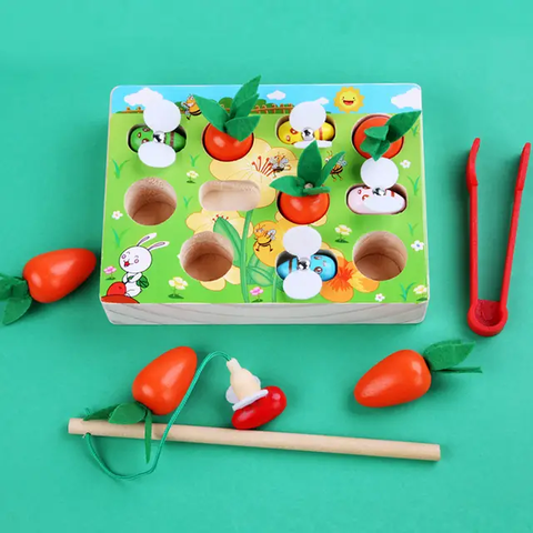 Fun Radish and Bee in 2 in 1 Insect catching Magnetic Activity for Toddler Carrot Puzzle for Kids Age 1 Year Babies Toy