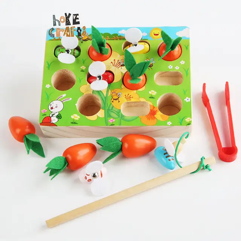 Fun Radish and Bee in 2 in 1 Insect catching Magnetic Activity for Toddler Carrot Puzzle for Kids Age 1 Year Babies Toy