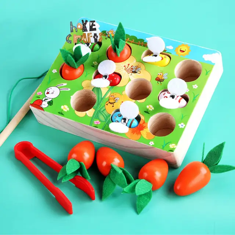 Fun Radish and Bee in 2 in 1 Insect catching Magnetic Activity for Toddler Carrot Puzzle for Kids Age 1 Year Babies Toy