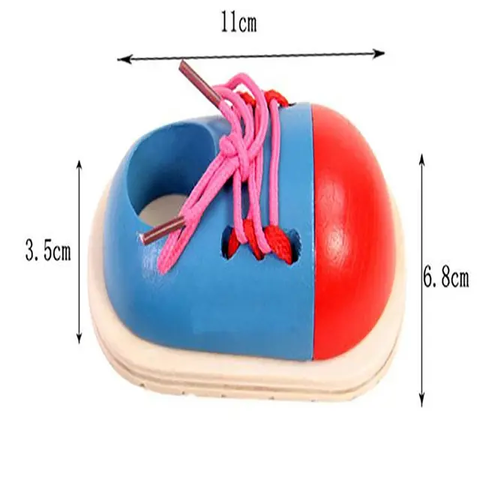 Montessori Educational Wooden Toys Lacing Shoes Teaching Aids