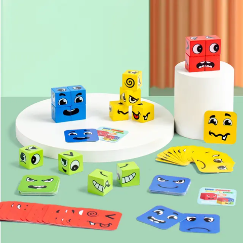 Wooden Face Changing Magic Cube Game