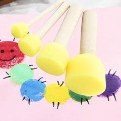 Kid Sponge Paint Brush Original Wooden Handle Painting 