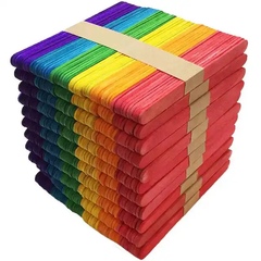 Colored Popsicle Sticks, Colored Wood Craft Sticks, Natural Wooden Popsicle Sticks Lolly Sticks for Arts Crafts, Model Making, Decoration|Large