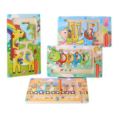 Wooden Magnetic Maze Train Toy for Kids