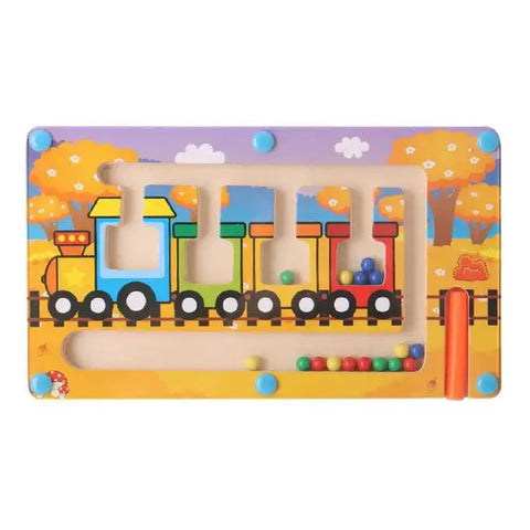 Wooden Magnetic Maze Train Toy for Kids|Activity Toy (2-4 Years)-Develop Problem Solving