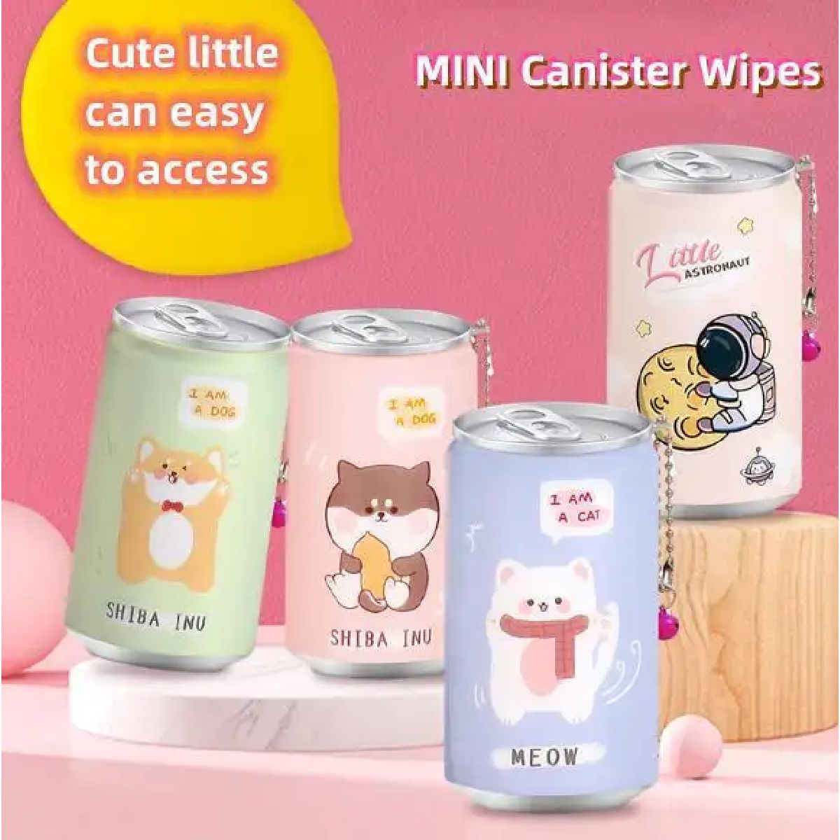 Wet Wipes In Cute Reusable Tin for Travelling Baby wipes Makeup removable Refillable-Each