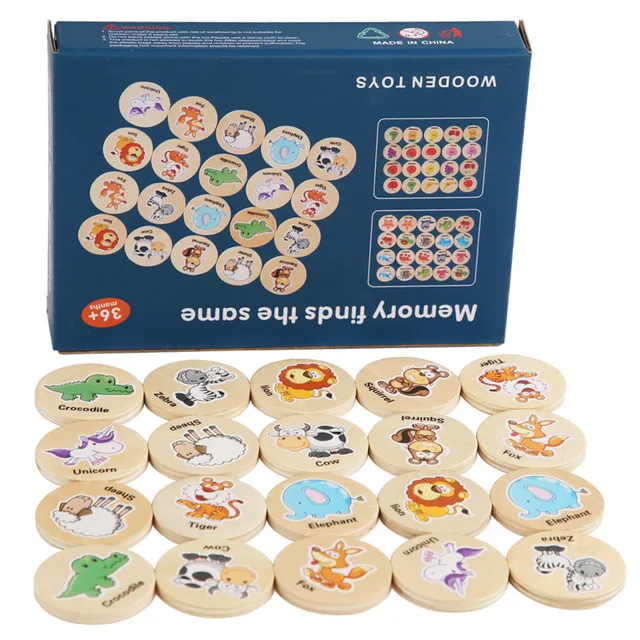 Match Memory Game Educational Wood Concentration 1 Set Toys