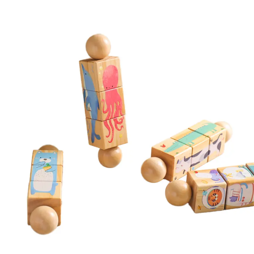 Rotating blocks jigsaw puzzle wooden