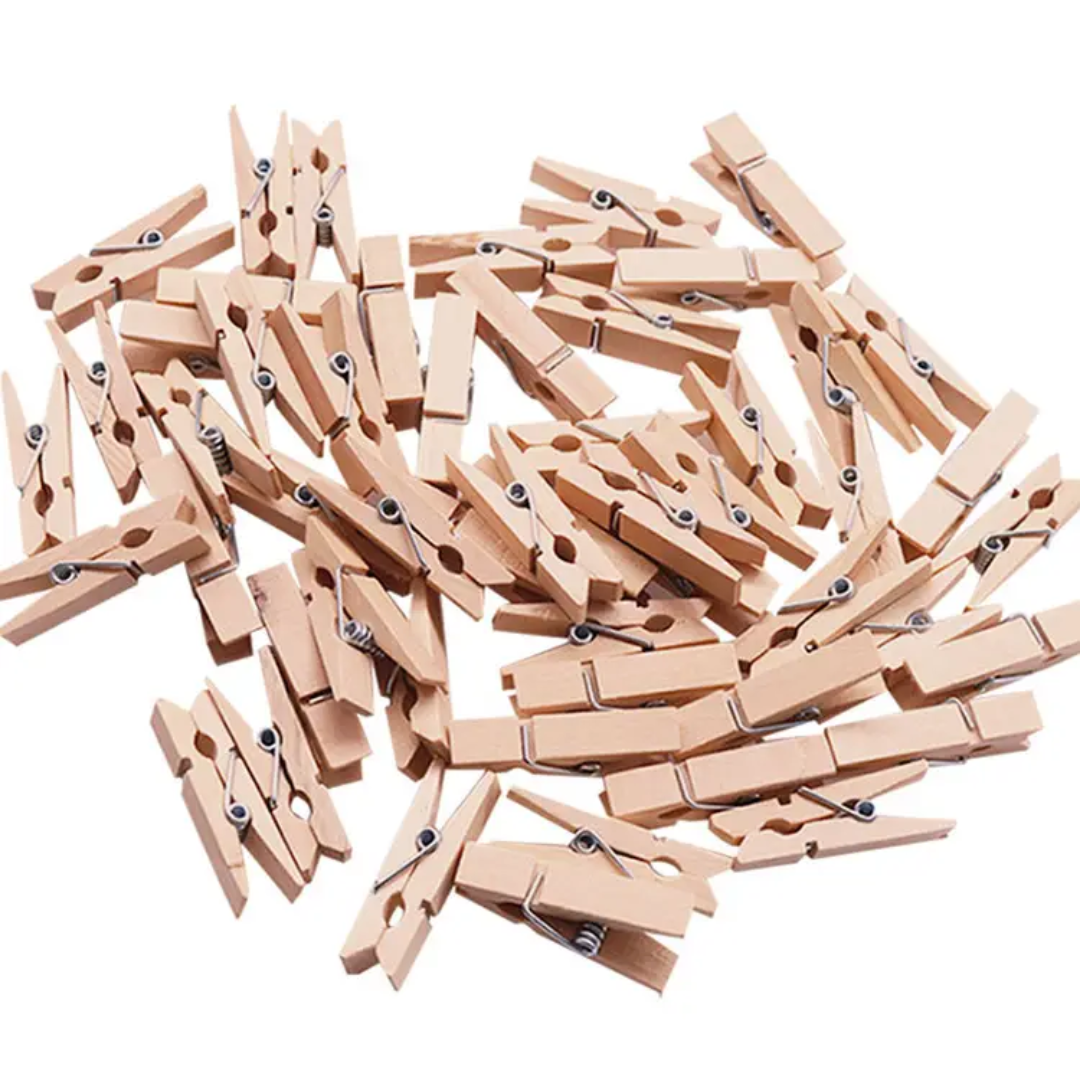 Mini wooden decorative clips set of 50pcs