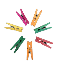 Mini wooden colorful decorative clips set of 50pcs