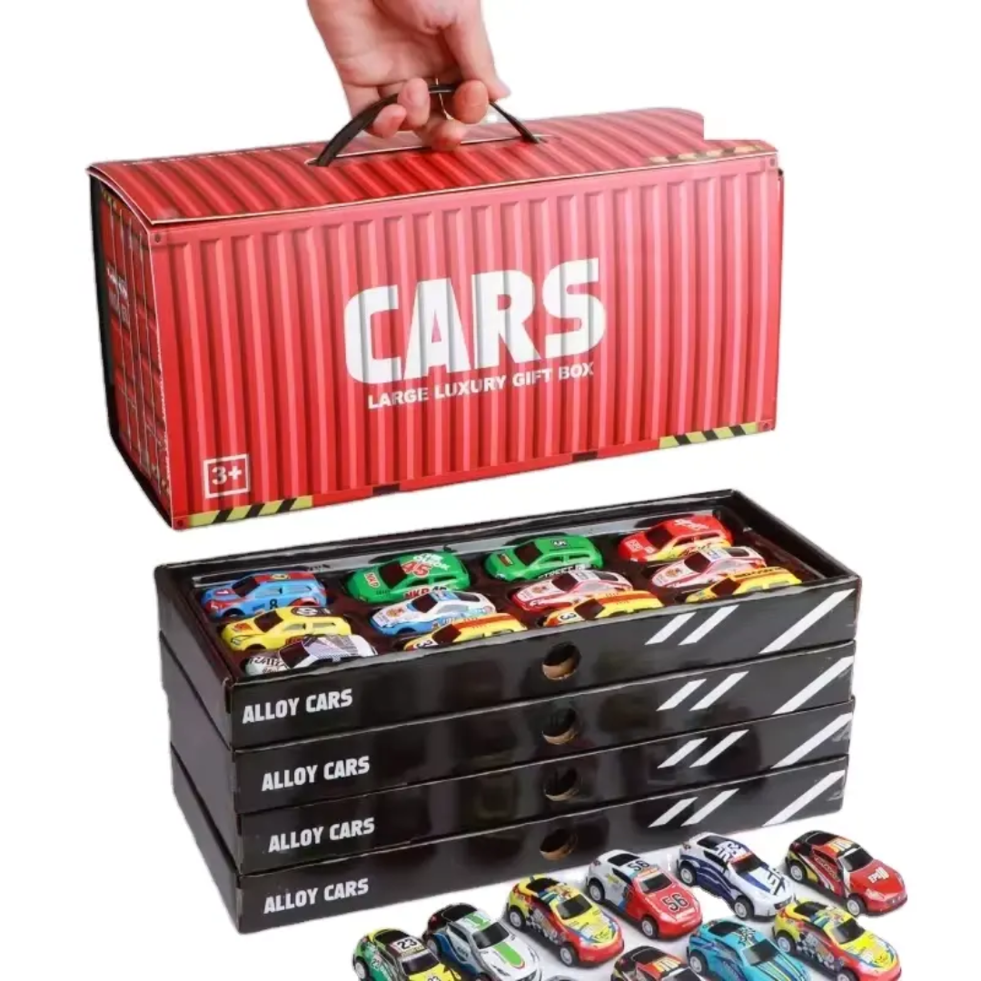 Hot Selling Storage Box Pull Back Tin Car Alloy Racing 48 Pcs DieCast