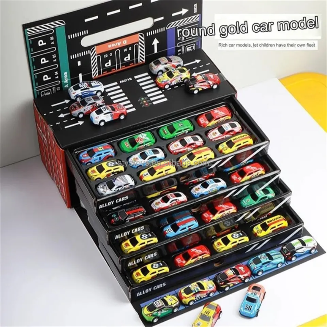 Hot Selling Storage Box Pull Back Tin Car Alloy Racing 48 Pcs DieCast