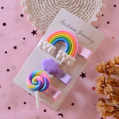 Rainbow Hair Clip Set(3 pc set) 🌈🍭