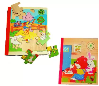 Wooden Puzzle Book ( 6 Pages ) Jigsaw Puzzles for Kids
