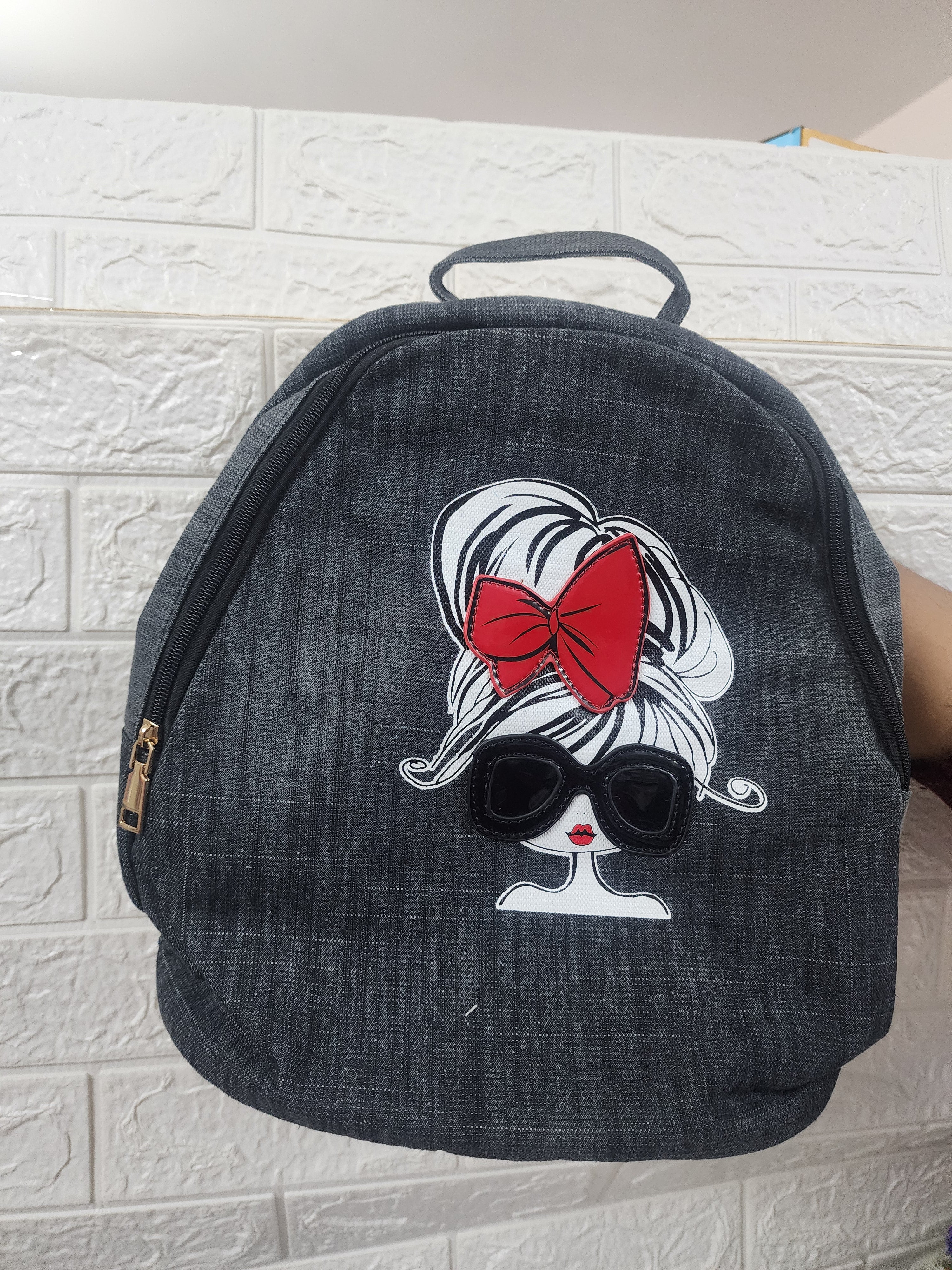 Denim Graphic Mini Back Bag Jk009