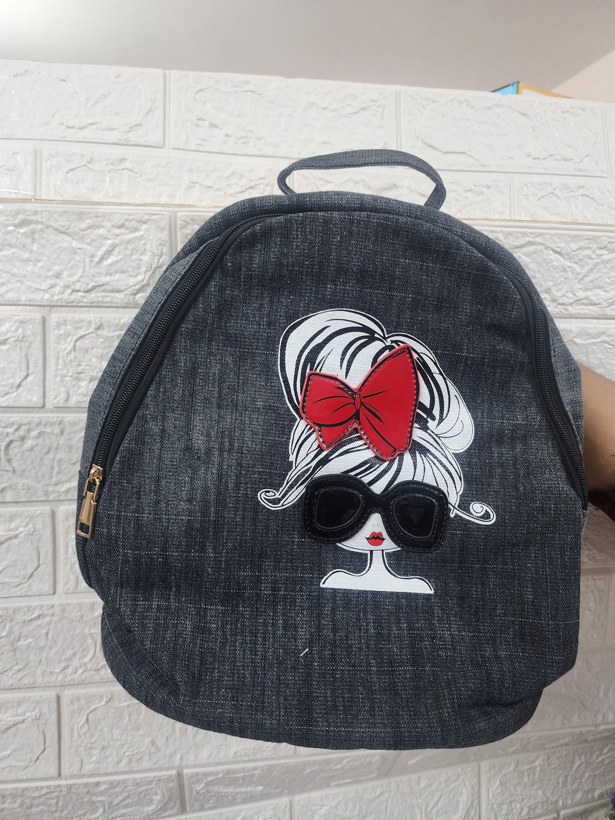 Denim Graphic Mini Back Bag Jk009