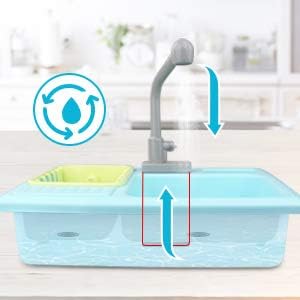 Kitchen Sink with Running Water and Dishes