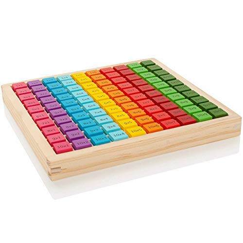 Wooden Hundred Math Board, 10 X 10 Multiplication Table Wooden Puzzle Toy Eco Friendly Water Paint for Intellectual Development