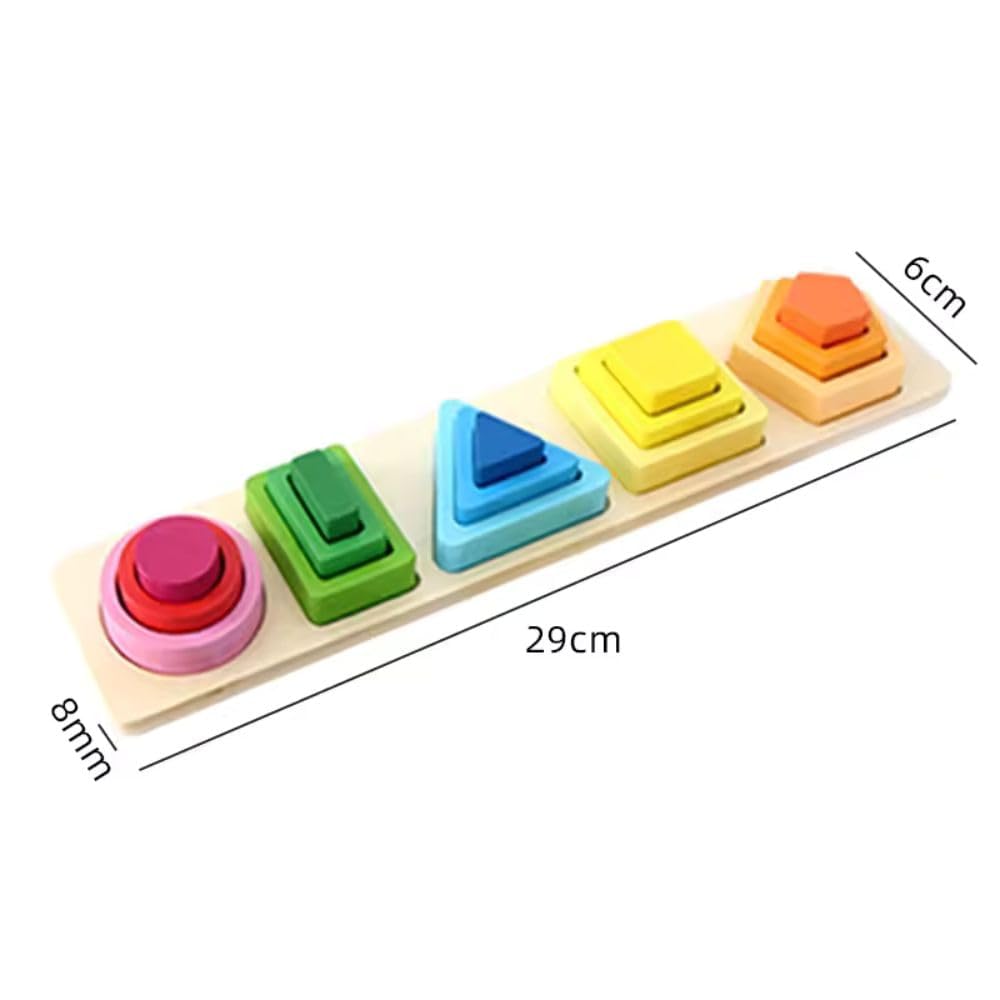 5 Color shape sorter| Wooden Montessori  Stacking and Nesting Toy