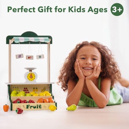 Wooden Fruits Market Playset for Kids