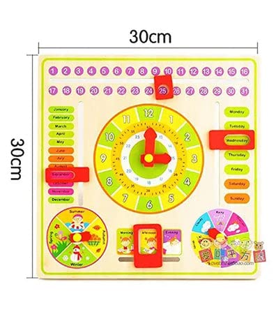 Wooden Calendar Clock with Slider Board Game