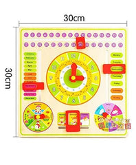 Wooden Calendar Clock with Slider Board Game