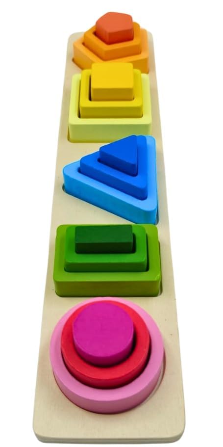 5 Color shape sorter| Wooden Montessori  Stacking and Nesting Toy