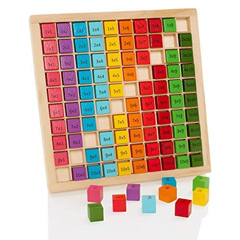 Wooden Hundred Math Board, 10 X 10 Multiplication Table Wooden Puzzle Toy Eco Friendly Water Paint for Intellectual Development