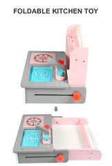 Portable Wooden Children's Simulation Mini Folding Kitchen