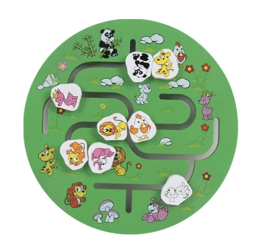 Animal Maze Kids Early Education Educational Wooden Toys Cartoon Animal Maze Creative Round Maze Toy (Animal Maze).