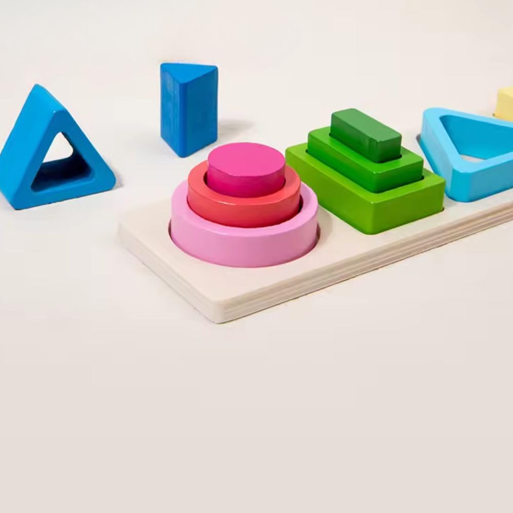 5 Color shape sorter| Wooden Montessori  Stacking and Nesting Toy
