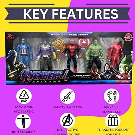 Avenger Super Hero Action Figure Set Toys for Kids |5pcs